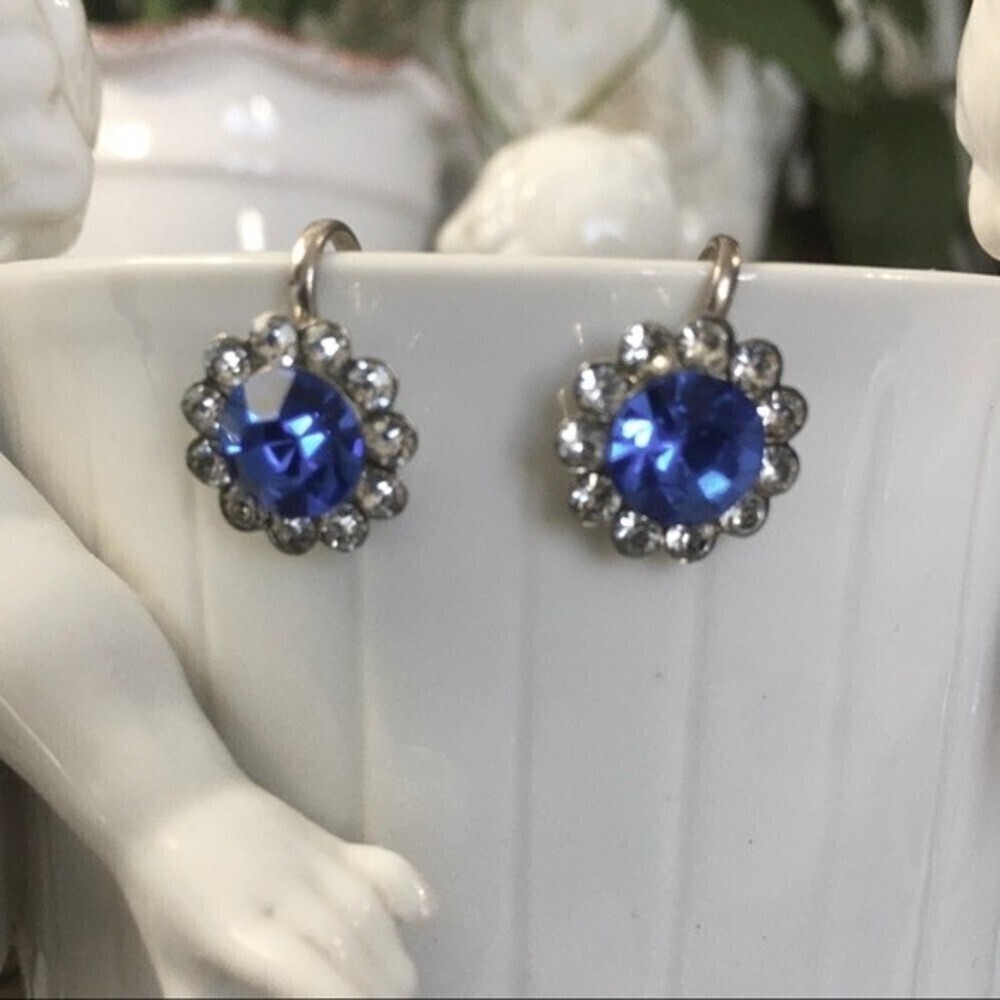 VINTAGE Sapphire‎ and Crystal Colors Earring